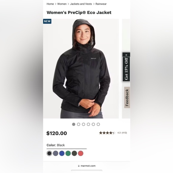 Black marmot women's rain jacket - Picture 6 of 6